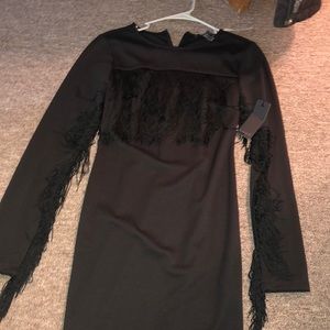 NWT forever 21 black fringe dress